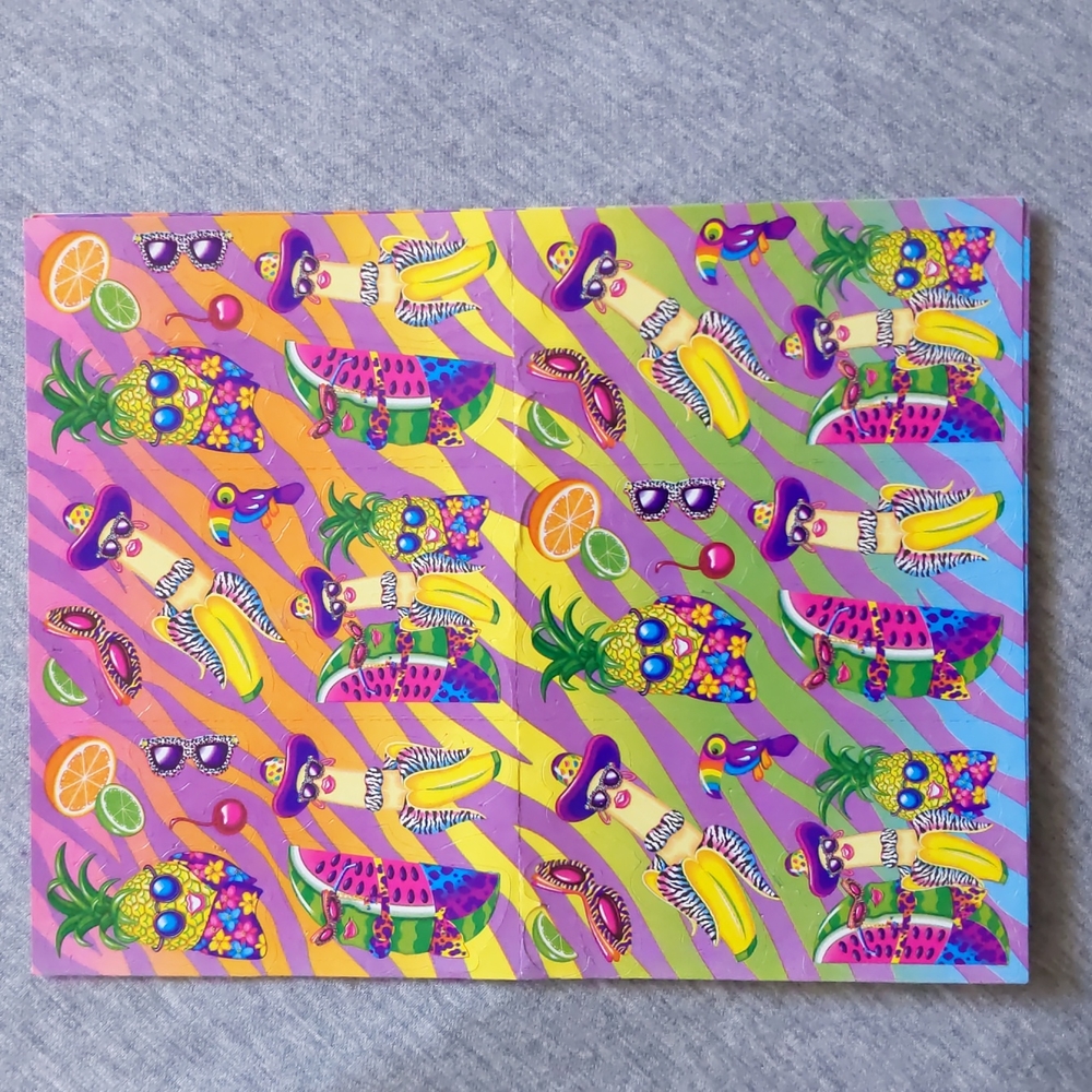 Vintage Lisa Frank Fruit Stickers Full Sheet - Picture 1 of 2